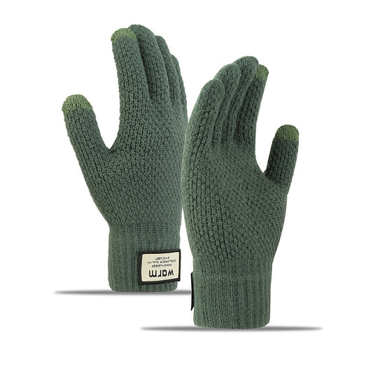 Men's Woolen Fleece Warm Windproof Gloves for Winter Cycling