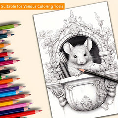 Deluxe Mouse Coloring Book 22 Pages Relaxing Art & Craft Activity