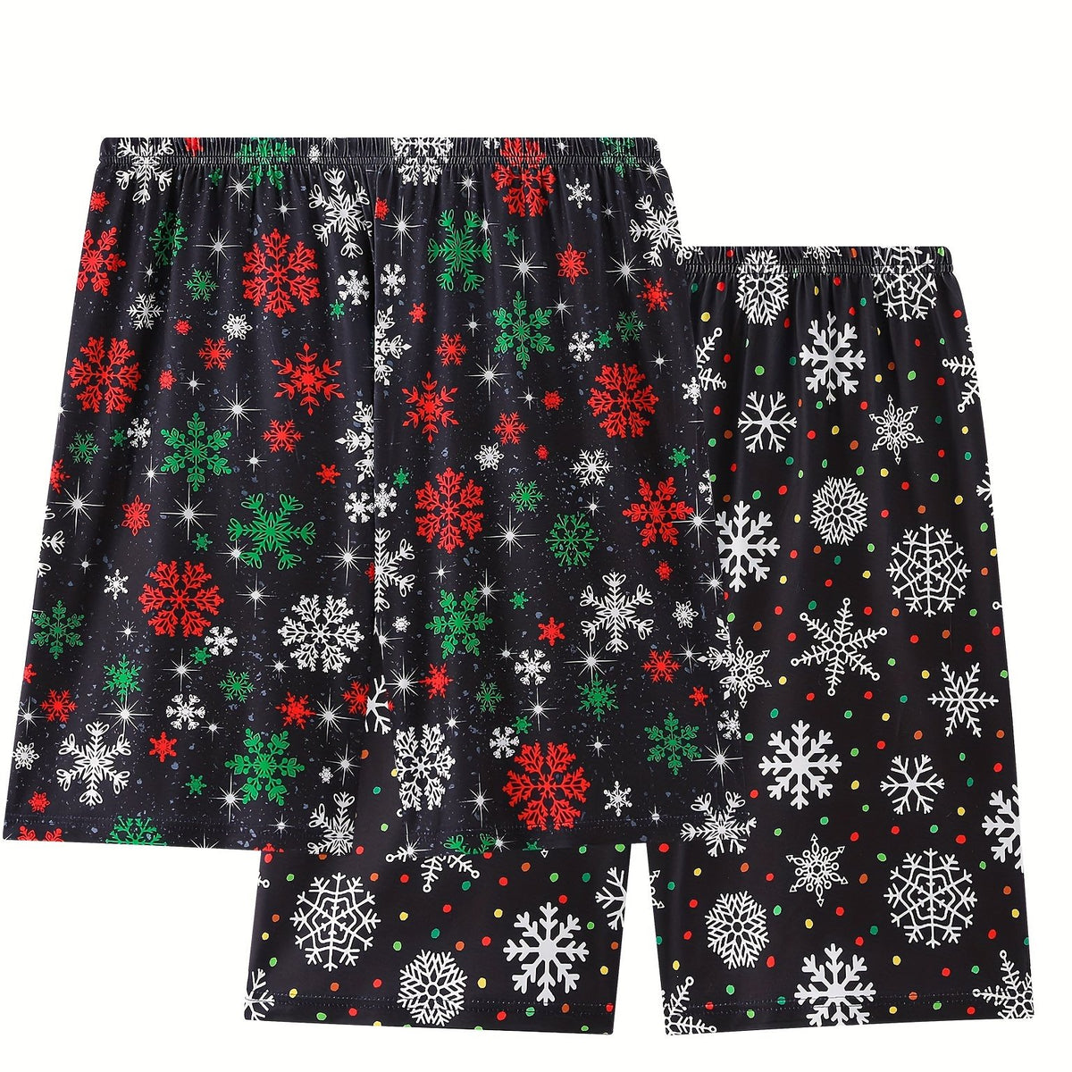2 Pack Plus Size Christmas Sleepwear Bottoms Set Women's Plus Snowflake & Polka