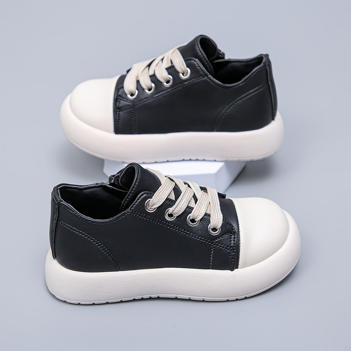 Girl's Comfy Non Slip Skate Shoes Lace Up Soft Sole Sneakers