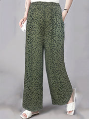 Leopard Print High Rise Wide Leg Pants With Pockets