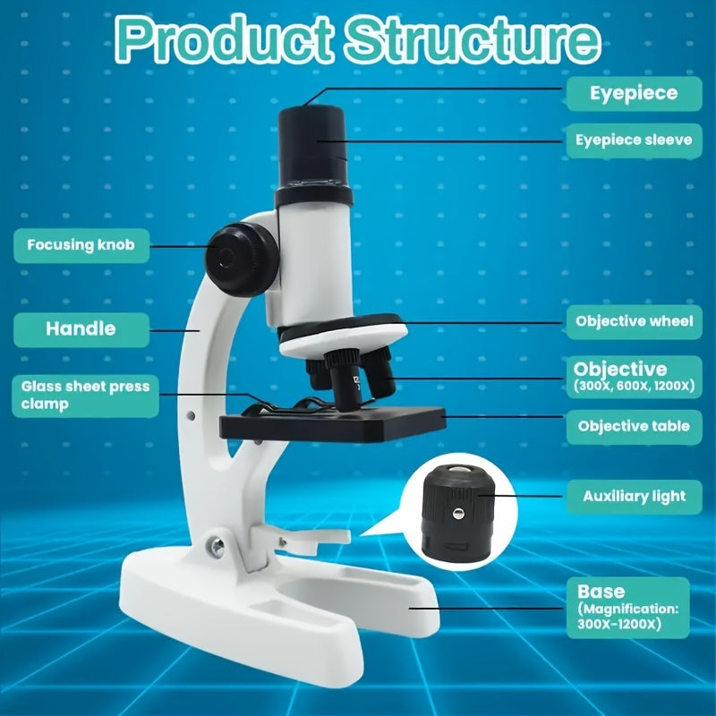 DIY Disassembly Microscope Toy Set for Kids 1200x Magnification