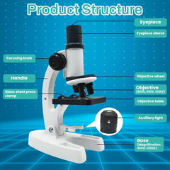 DIY Disassembly Microscope Toy Set for Kids 1200x Magnification