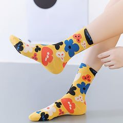 10 Pairs Floral Print Socks Women's Stockings