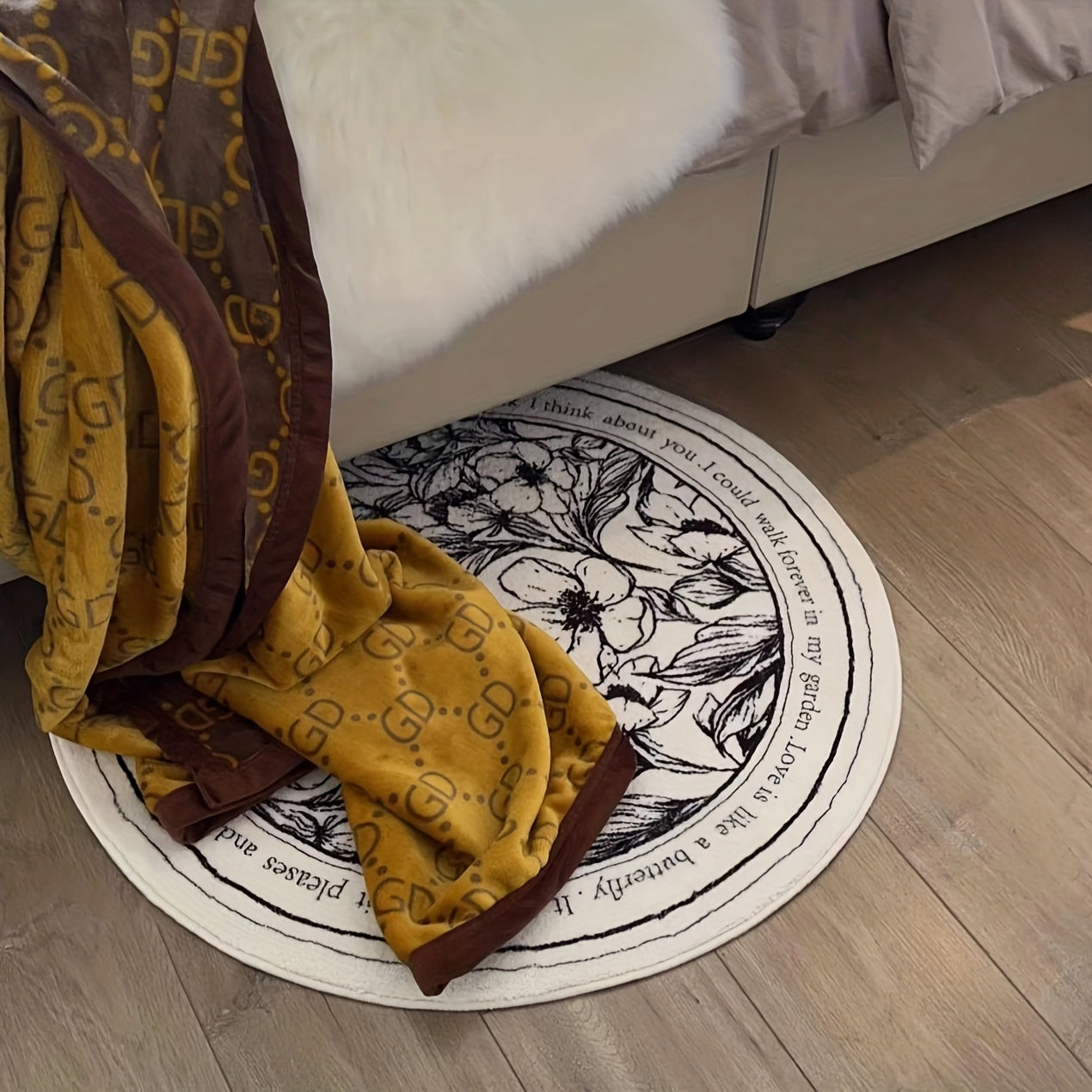 Nordic Round Cashmere Rug Plush Floor Rug 59.94 x 59.94