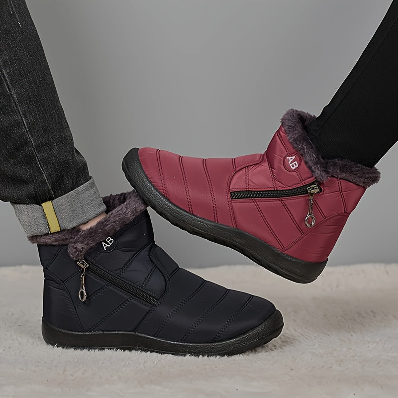 Fur Lined Thermal Winter Boots Side Zipper Warm Snow Boots