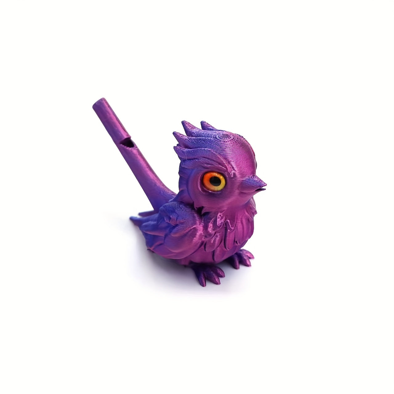 Colorful 3D Printed Whistling Bird Figurines with Realistic Eyes