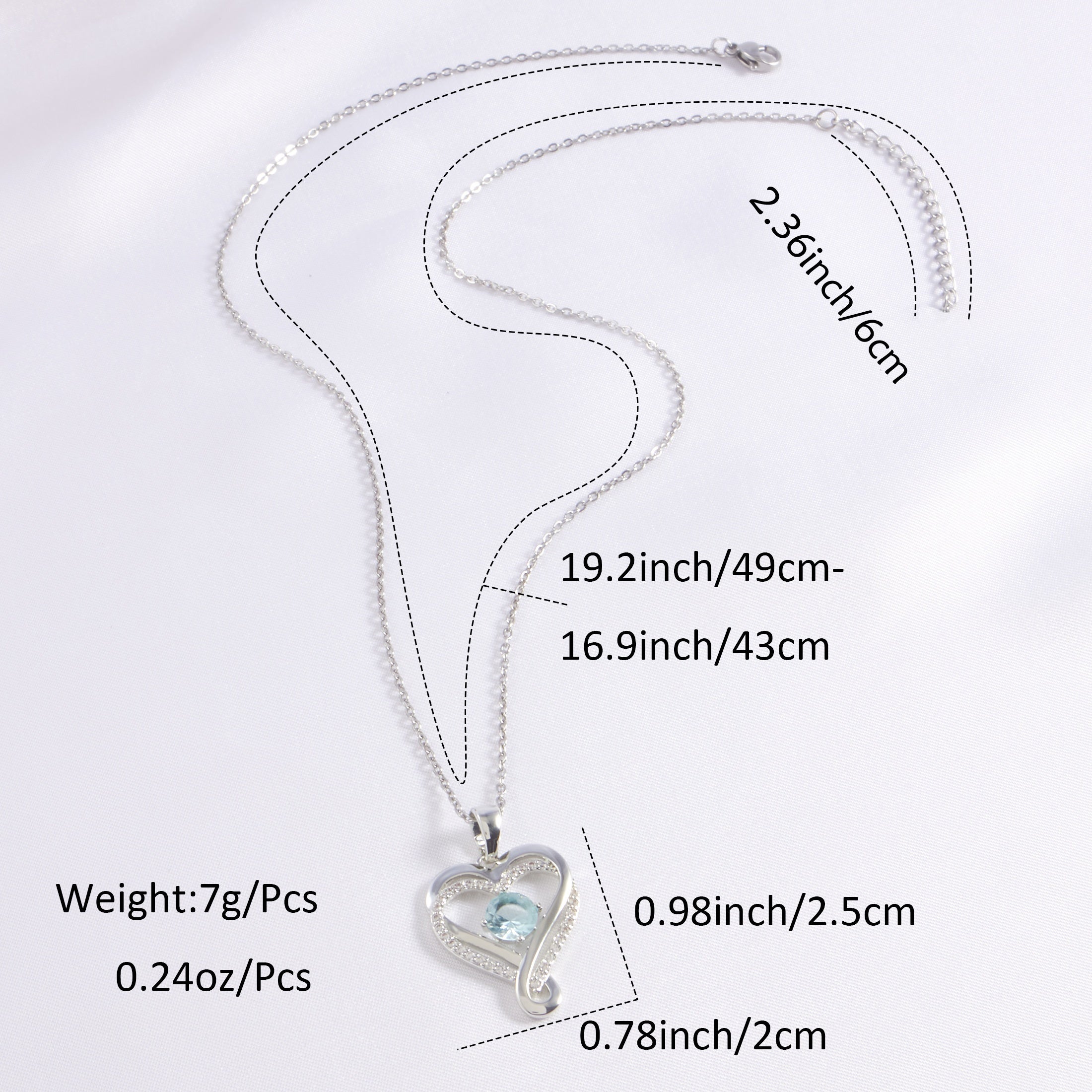 Zirconia Birthstone Love Pendant Stainless Steel Necklace For Women