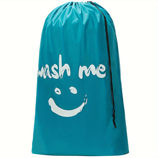 Joyful Face Drawstring Laundry Bag Durable Large Capacity Sky Grey