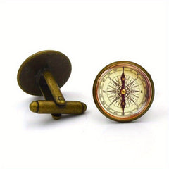 Retro Punk Style Compass Cufflinks For Men