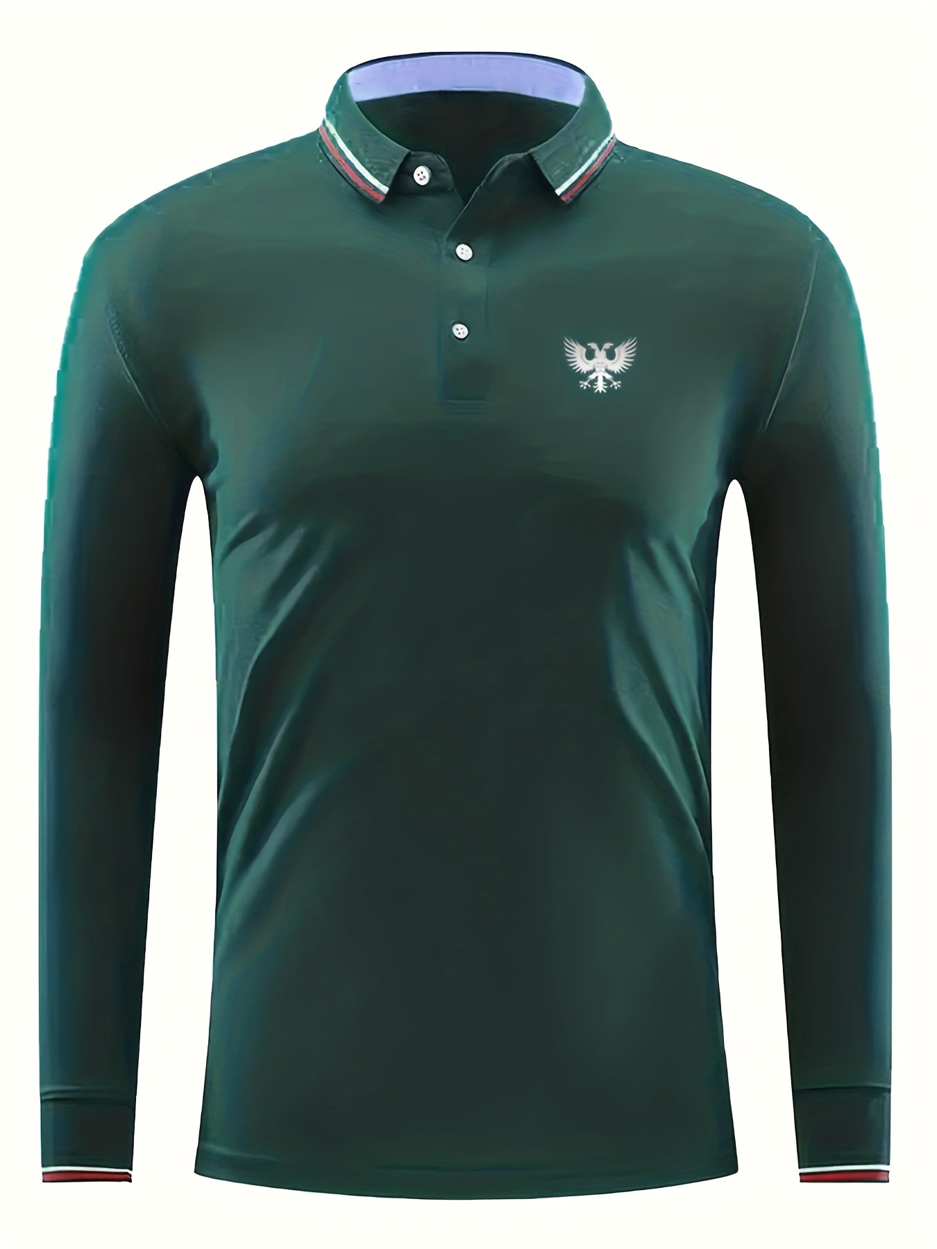 Men's Vintage Eagle Polo Shirt Casual Stretch Lapel Button Up P