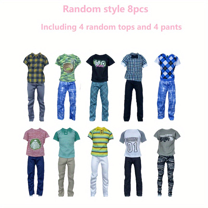8 Pack Doll Clothing Set for 30 02cm Action Figures - Assorted Styles