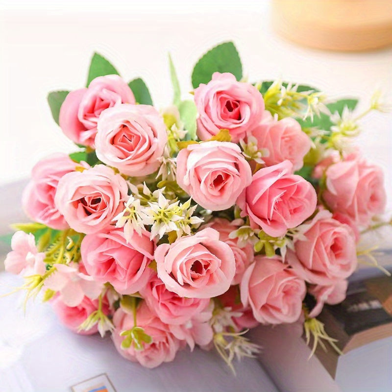 10 Forks Artificial Rose Flowers Real Touch Arrangement Home Room Wedding Decor