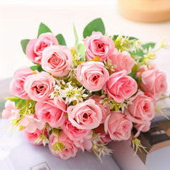 10 Forks Artificial Rose Flowers Real Touch Arrangement Home Room Wedding Decor