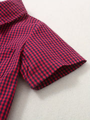 Toddler Boys Plaid Graphic Button Pocket Casual Short Sleeve Shirt