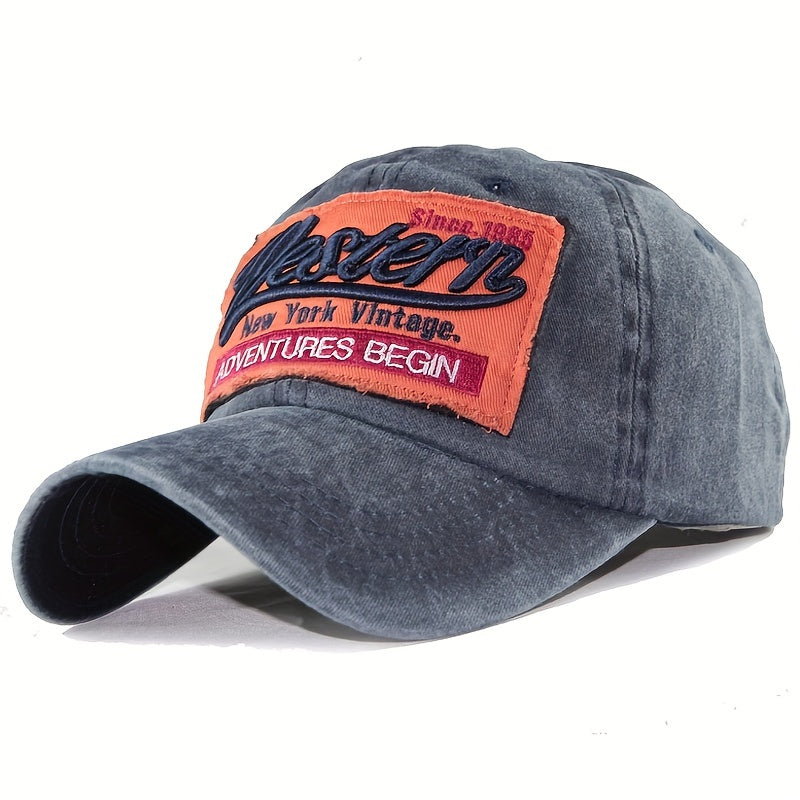 Western Embroidery Baseball Cap Distressed Dad Hats