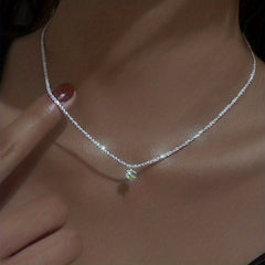 Heart Shape Pendant Necklace Sparkly Chain Sweet Neck Jewelry