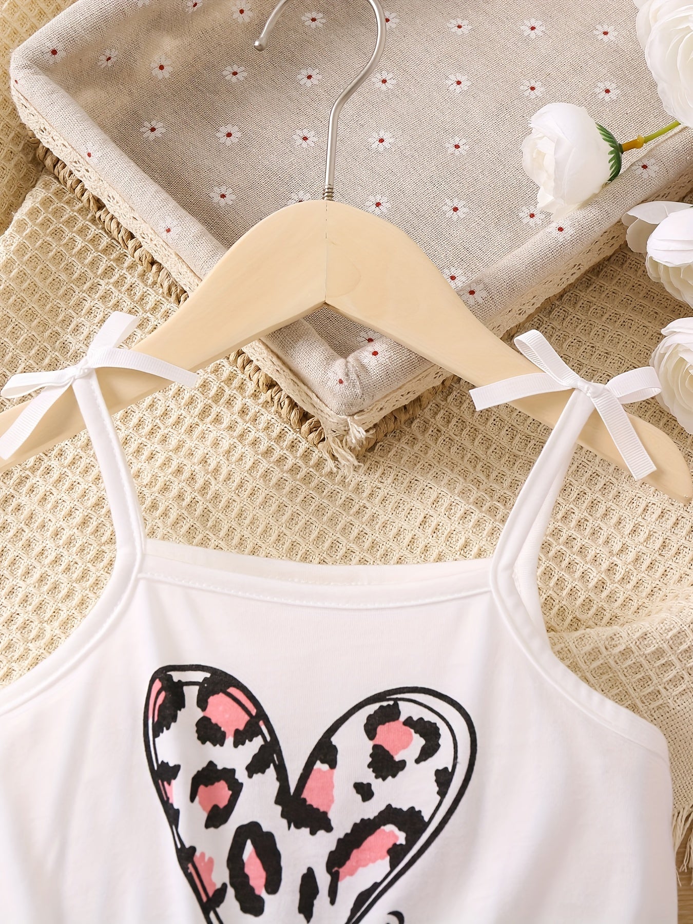 Toddler Girls Heart Leopard Cami Jumpsuit Romper Summer Clothes