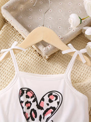 Toddler Girls Heart Leopard Cami Jumpsuit Romper Summer Clothes