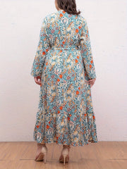 Women's Plus Floral Print Maxi Dress With Ruffle Trim