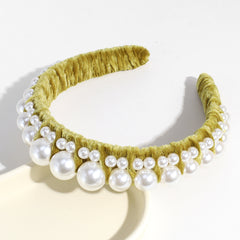 Faux Pearl Hair Hoop Velvet Wide Brimmed Hair Hoop Hair Accessories