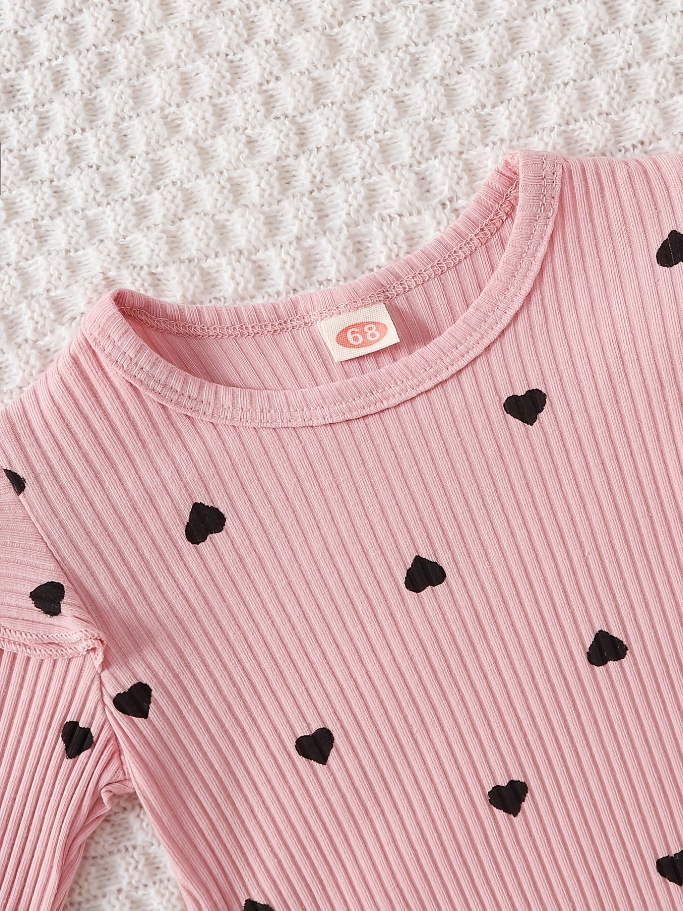 Newborn Infant Heart Print Ruffles Romper Long Sleeve Onesies & Pants Set