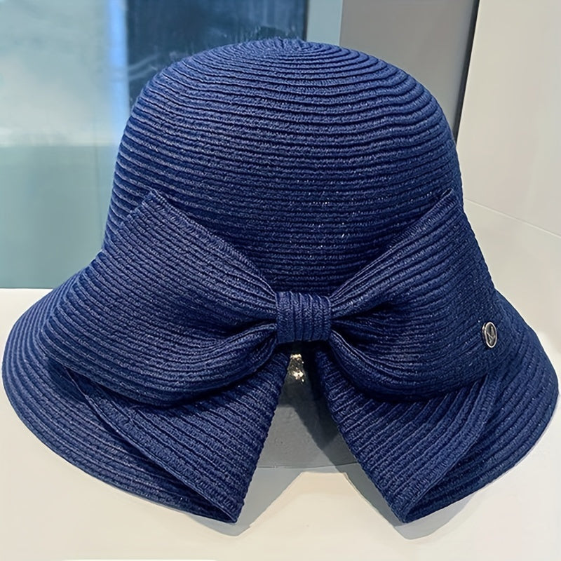 Pearl Big Brim Straw Hat Top Hat Sun Protection Hat
