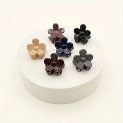 6pcs Mini Hair Claw Clip Solid Flower Shaped Hair Clip for Women Girls