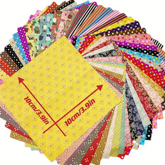 50 Random Patterned Polyester Fabric Flowers Precut for Sewing Quilting Crafting