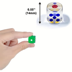 10pcs 14mm Transparent 6 Sided Colored Game Dice
