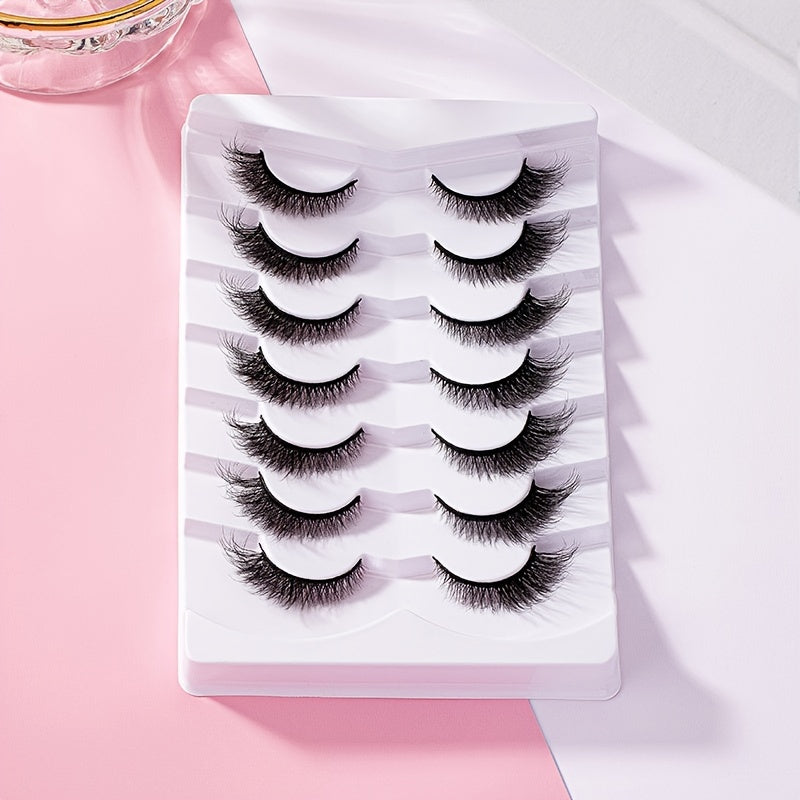 7 Pairs Cat Eye Lashes 3D Winged End Eye Elongated Eyelashes