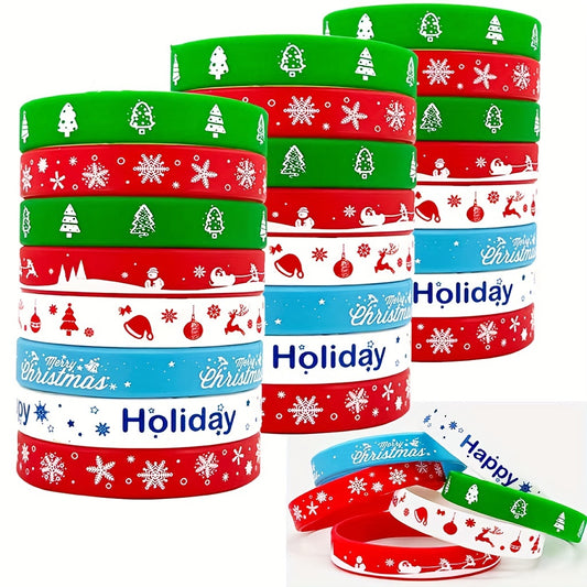 3 Christmas Series Rubber Wristbands Silicone Bracelets Stretch Wristbands Women