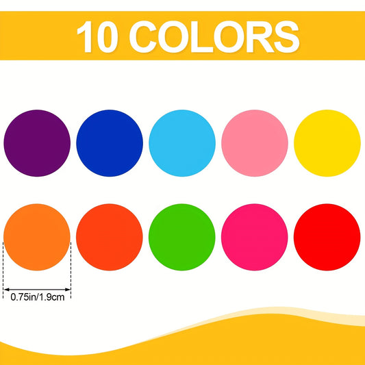 1400pcs Dot Stickers 7.62x10.16cm 10 Colors Coded Label Circles