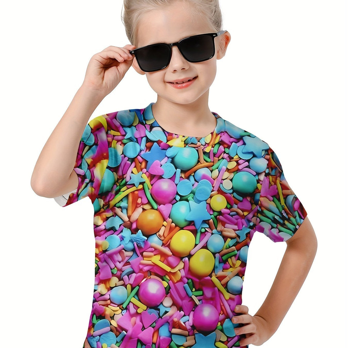 Girls Boys 3D Pattern Short Sleeve T-shirt Summer Clothes Sports