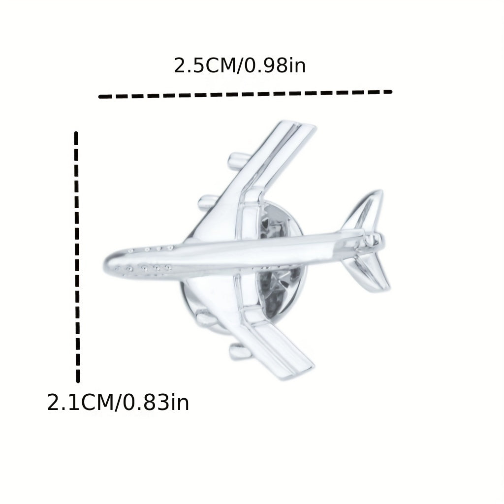 Men's Silver Airplane Brooch Retro Lapel Pin Suit Collar Corsage
