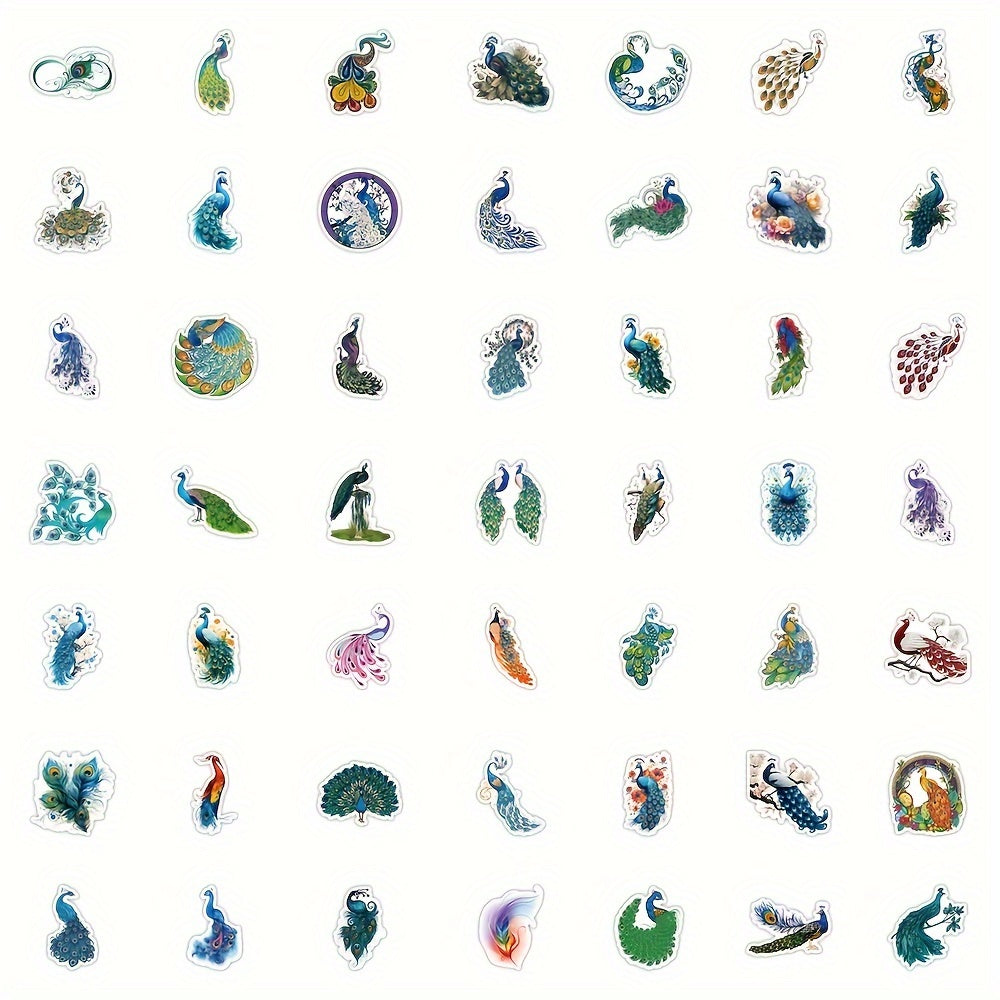 50pcs Cartoon Peacock Graffiti Stickers Laptop Helmet Skateboard Waterproof DIY