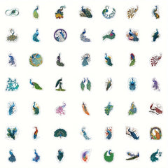 50pcs Cartoon Peacock Graffiti Stickers Laptop Helmet Skateboard Waterproof DIY