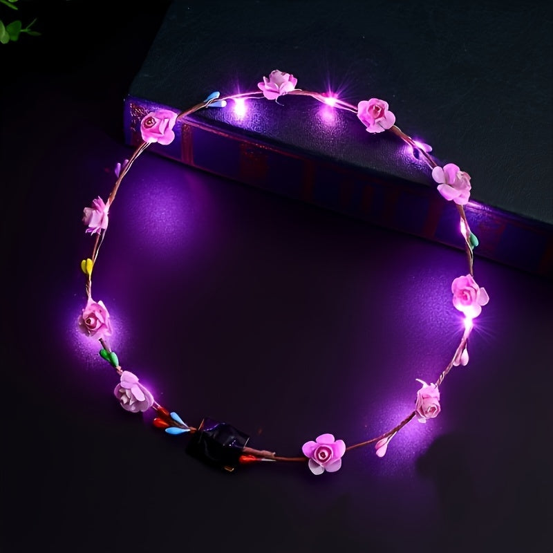 LED Flower Crown Headband Light Up Party Hairband