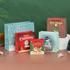 10pcs Christmas Gift Bag Paper Gift Bag with Handle Holiday Gift Packaging Bag