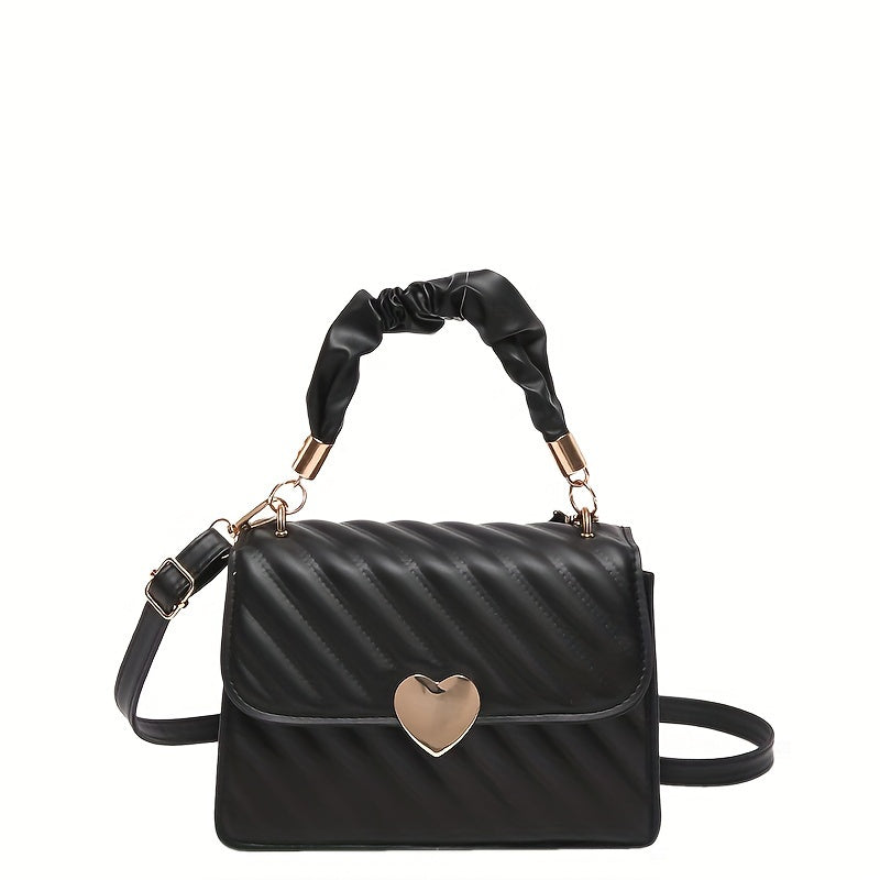 Textured Pleated Shoulder Bag for Women