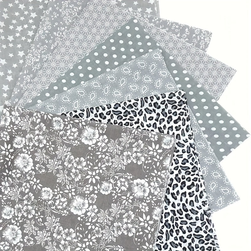 7pcs Gray Cotton Fabric Quilting Craft Bundle Squares DIY Patchwork