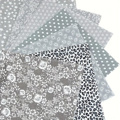 7pcs Gray Cotton Fabric Quilting Craft Bundle Squares DIY Patchwork