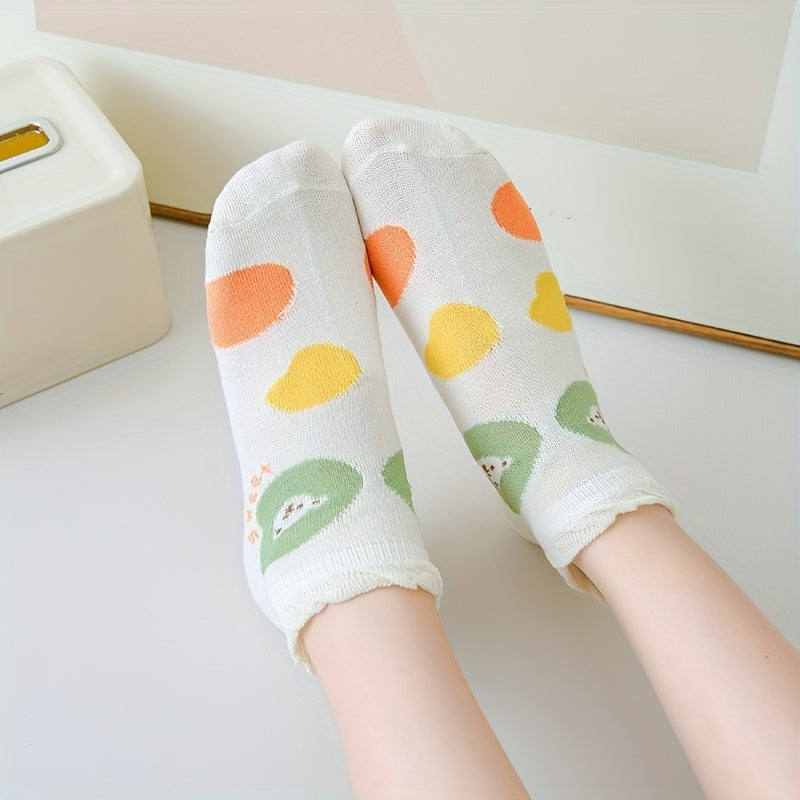 5 Pairs Bear & Cherry Print Women's Socks Set