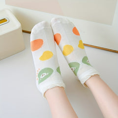5 Pairs Bear & Cherry Print Women's Socks Set