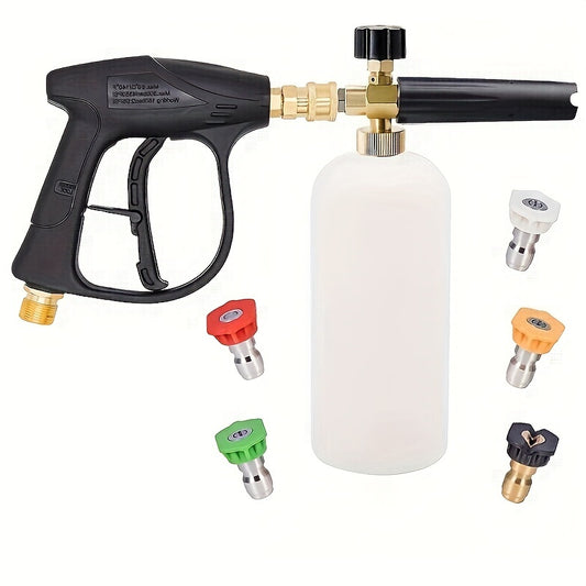 Pressure Washer Gun Snow Foam Lance 3000 PSI Max with 5 Nozzle Tips 1L Foam Jug