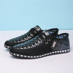 Men's Round Toe PU Leather Slip on Shoes Lightweight Comfortable Dress Shoes