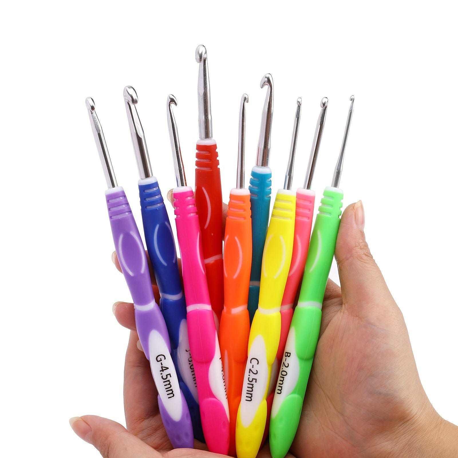 9pcs Crochet Hooks Set with Soft Grip Handles for Yarn Craft