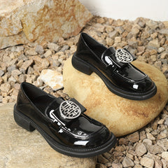 Women's Patent Leather Flat Loafers Round Toe Slip-On Comfort Shoes