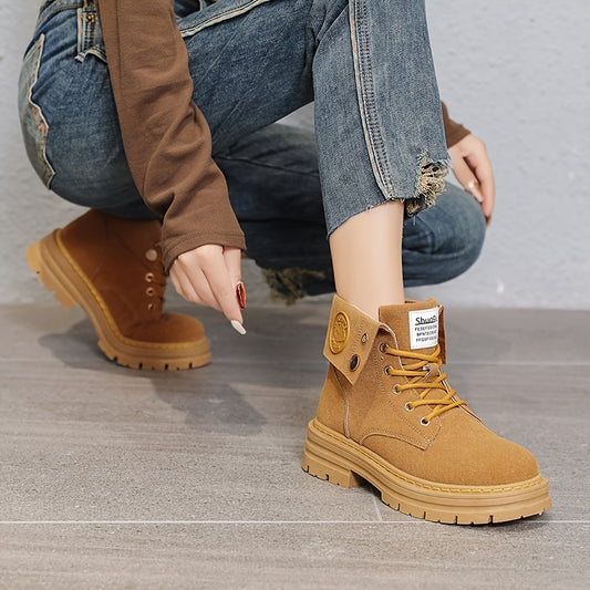 Platform Lace Up Combat Boots Zipper Women's Footwear