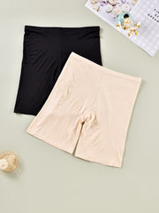 2 Pack Plus Size Boyshorts Set Women's Plus Solid Seamless Modal